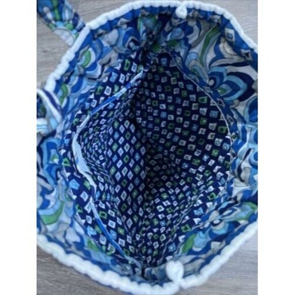 Vera Bradley White Mediterranean (2008) Tote Purse Tortoise Shell Toggle - Picture 7 of 8